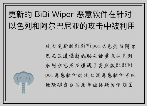 更新的 BiBi Wiper 恶意软件在针对以色列和阿尔巴尼亚的攻击中被利用 媒体