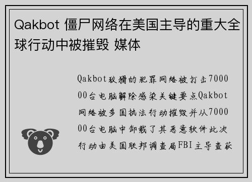 Qakbot 僵尸网络在美国主导的重大全球行动中被摧毁 媒体