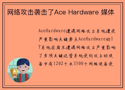 网络攻击袭击了Ace Hardware 媒体