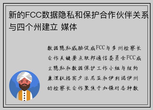 新的FCC数据隐私和保护合作伙伴关系与四个州建立 媒体