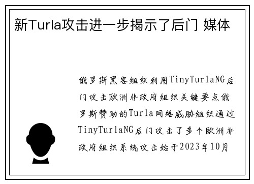 新Turla攻击进一步揭示了后门 媒体